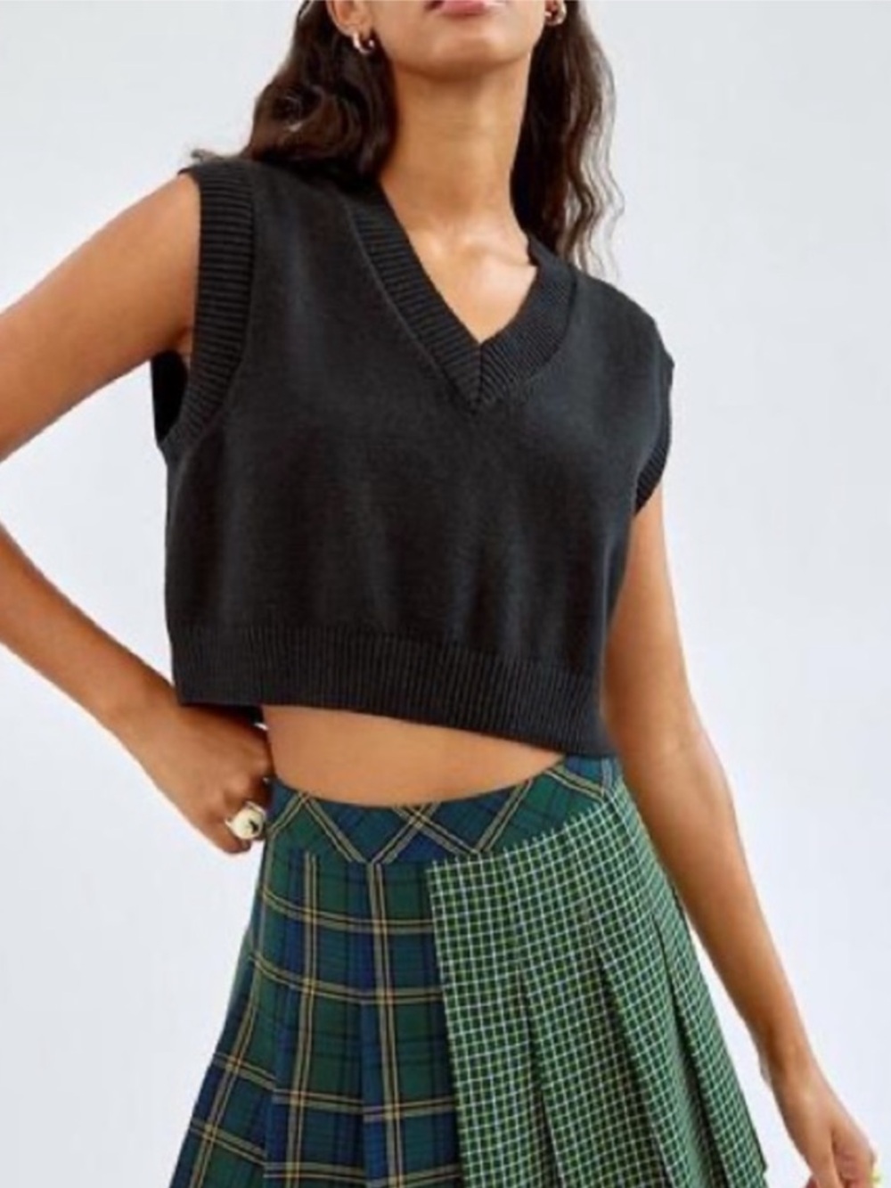 NWT Aritzia Sunday Best Winston Cropped Sweater Vest Merino Wool Blue Sz Small - Picture 10 of 11